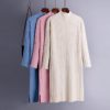 Casual Long Sleeve Jumper Warm Split Sweater Dresses - Image 2