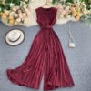 Casual O Neck Sleeve Less Office Rompers Long Jumpsuits