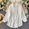 Casual Puff Sleeve Elegant Office Tops Street Wear Blouse - Image 4