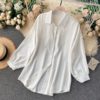 Casual Puff Sleeve Elegant Office Tops Street Wear Blouse - Image 5