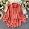 Casual Puff Sleeve Elegant Office Tops Street Wear Blouse - Image 7