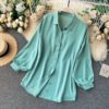 Casual Puff Sleeve Elegant Office Tops Street Wear Blouse