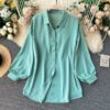 Casual Puff Sleeve Elegant Office Tops Street Wear Blouse - Image 8