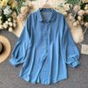 Casual Puff Sleeve Elegant Office Tops Street Wear Blouse - Image 10