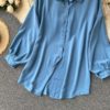 Casual Puff Sleeve Elegant Office Tops Street Wear Blouse - Image 12