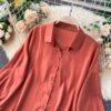 Casual Puff Sleeve Elegant Office Tops Street Wear Blouse - Image 19