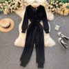 Casual V Neck Long Sleeve Rompers Street Wear Harem Jumpsuits - Image 3