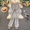 Casual V Neck Long Sleeve Rompers Street Wear Harem Jumpsuits - Image 5