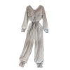 Casual V Neck Long Sleeve Rompers Street Wear Harem Jumpsuits - Image 8