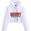 Christmas Letters Print Long Sleeve Casual Hoodie