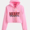 Christmas Letters Print Long Sleeve Casual Hoodie - Image 2