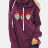 Christmas Print Drawstring Long Sleeve Casual Hoodie