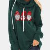 Christmas Print Drawstring Long Sleeve Casual Hoodie - Image 2