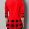 Christmas Print Plaid Patchwork Long Sleeve Blouse - Image 3