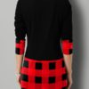 Christmas Print Plaid Patchwork Long Sleeve Blouse - Image 4