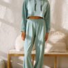 Cropped Hoodies With Elastic Waist Jogger Pants - Image 8