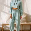 Cropped Hoodies With Elastic Waist Jogger Pants - Image 9