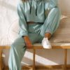 Cropped Hoodies With Elastic Waist Jogger Pants - Image 11
