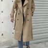 Double Breasted Elegant Office Coat With Belt