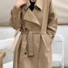 Double Breasted Elegant Office Coat With Belt - Image 3