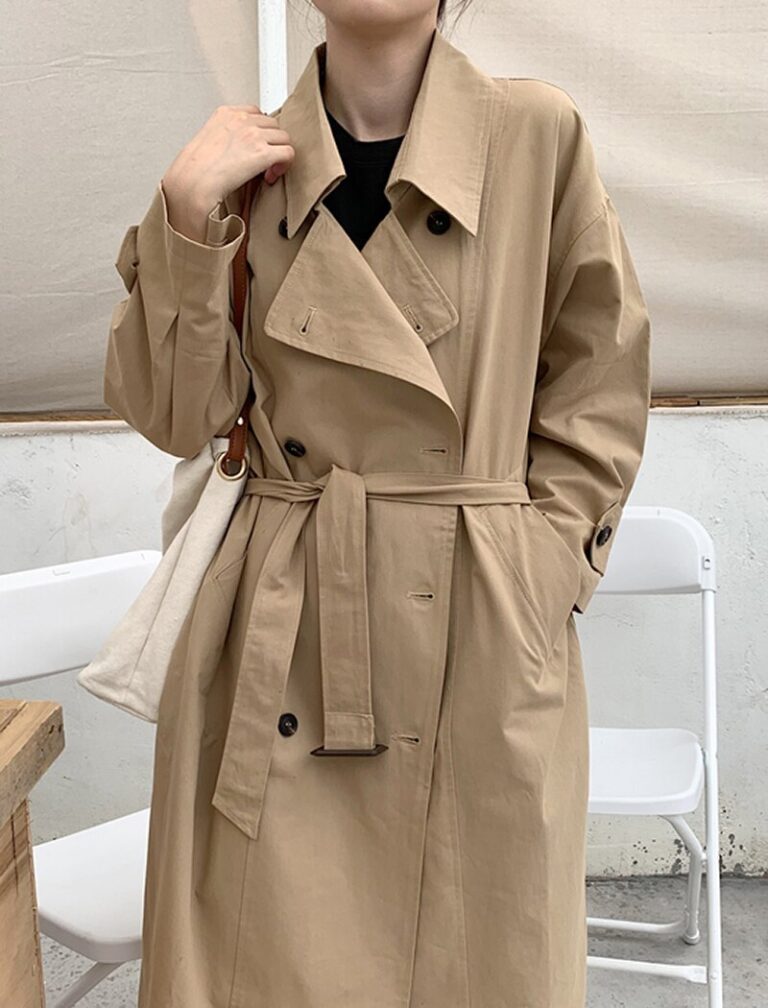 Double Breasted Elegant Office Coat With Belt - Image 3