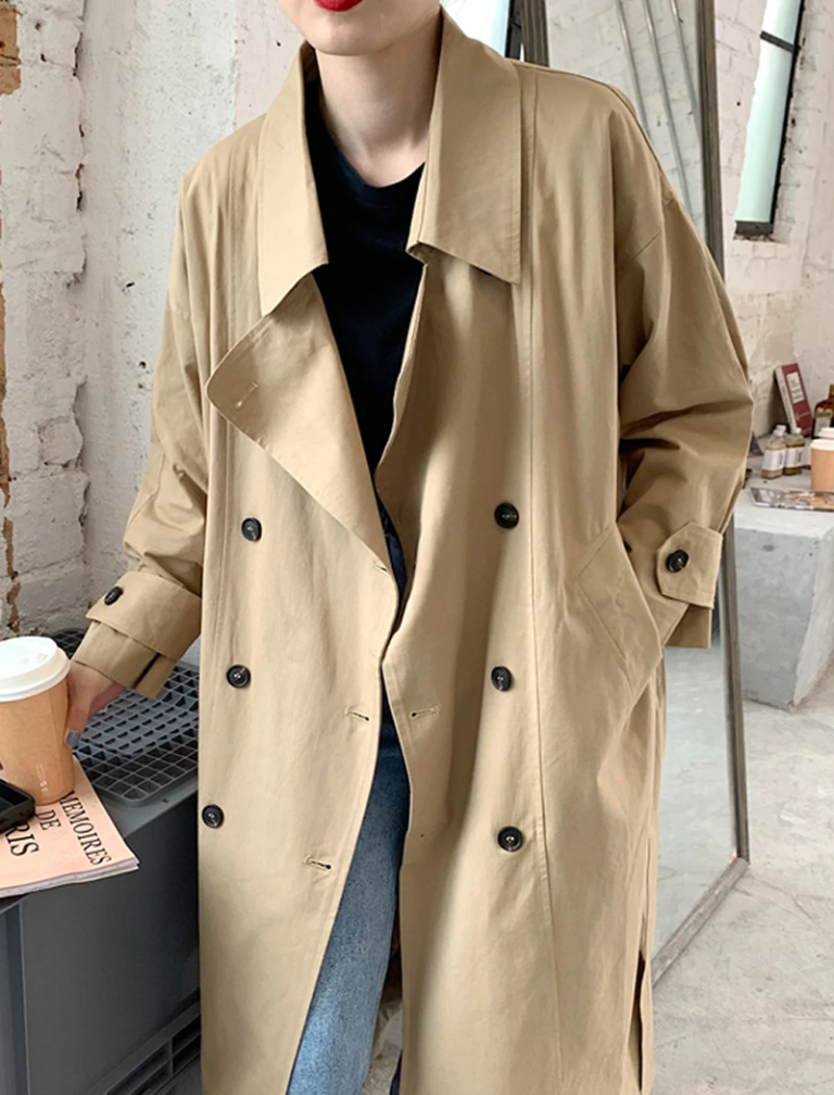 Double Breasted Elegant Office Coat With Belt - Image 5