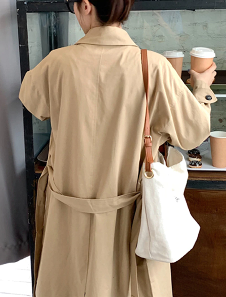 Double Breasted Elegant Office Coat With Belt - Image 7