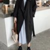 Double Breasted Elegant Office Coat With Belt - Image 8