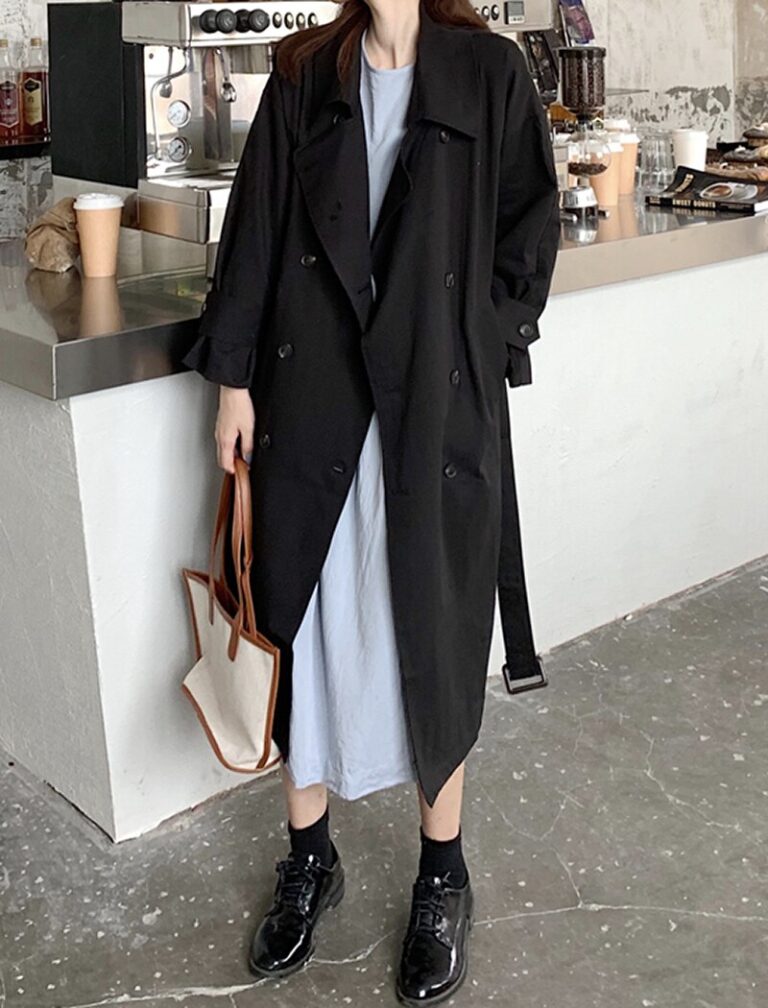 Double Breasted Elegant Office Coat With Belt - Image 8