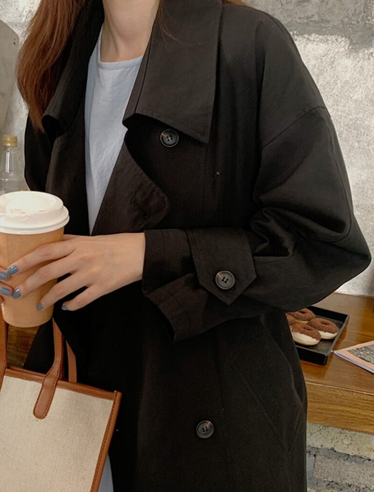 Double Breasted Elegant Office Coat With Belt - Image 10