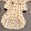 Elegant V Neck A Line Puff Sleeve Buttons Lace Dresses - Image 18