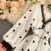 Elegant V Neck A Line Puff Sleeve Buttons Lace Dresses - Image 28