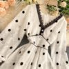 Elegant V Neck A Line Puff Sleeve Buttons Lace Dresses - Image 29