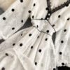 Elegant V Neck A Line Puff Sleeve Buttons Lace Dresses - Image 38
