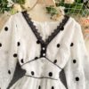Elegant V Neck A Line Puff Sleeve Buttons Lace Dresses - Image 41