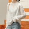 Floral Embroidery Hollow Out Blouse - Image 5