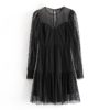 Lace Mesh Patchwork Mini Dress
