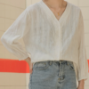 Long Sleeve Hook Flower Hollow Out Elegant Shirt