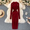 Long Sleeve Slim Pencil Warm Sexy Bodycon Sweater Dresses - Image 8