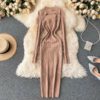 Long Sleeve Slim Pencil Warm Sexy Bodycon Sweater Dresses - Image 3