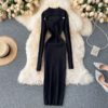 Long Sleeve Slim Pencil Warm Sexy Bodycon Sweater Dresses - Image 4