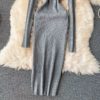 Long Sleeve Slim Pencil Warm Sexy Bodycon Sweater Dresses - Image 6