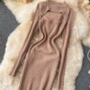 Long Sleeve Slim Pencil Warm Sexy Bodycon Sweater Dresses - Image 7