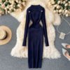 Long Sleeve Slim Pencil Warm Sexy Bodycon Sweater Dresses - Image 9