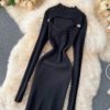 Long Sleeve Slim Pencil Warm Sexy Bodycon Sweater Dresses - Image 10