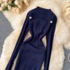Long Sleeve Slim Pencil Warm Sexy Bodycon Sweater Dresses - Image 11