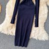 Long Sleeve Slim Pencil Warm Sexy Bodycon Sweater Dresses - Image 12