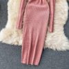 Long Sleeve Slim Pencil Warm Sexy Bodycon Sweater Dresses - Image 14