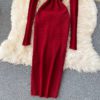 Long Sleeve Slim Pencil Warm Sexy Bodycon Sweater Dresses - Image 19