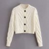 O Neck Twist Long Sleeve Knitted Cardigans